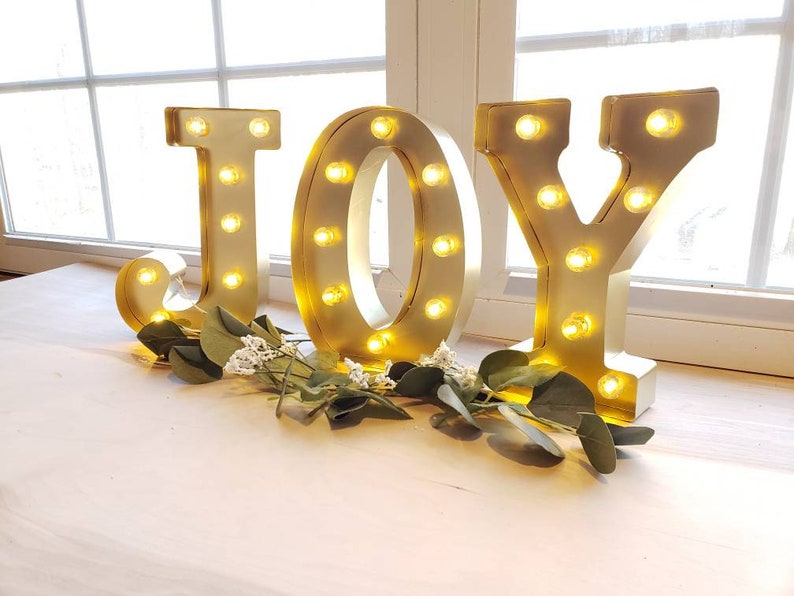 JOY Metal Marquee Light/Christmas Light Up Letters/Light Up Letter/Marquee Sign/Etsy Wedding Sign/ Marquee Letter/Table Light Up Name Sign image 3