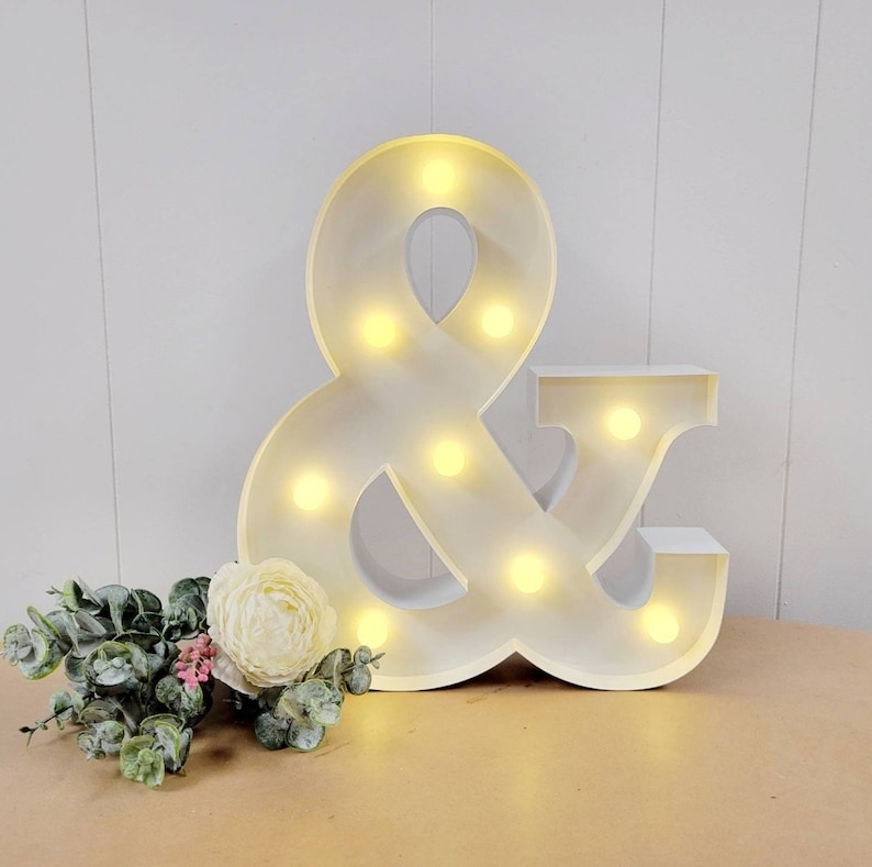 WHITE Wedding Marquee Letters Personalized Light Letters Light Up Letter Marquee Sign Etsy Wedding Gift Table Light Up Name Sign image 2