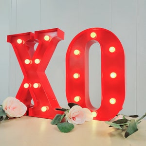 RED Metal Marquee Letters | Personalized Light Letters | Light Up Letter | Marquee Sign | Etsy Wedding Gift | Table Light Up Name Sign