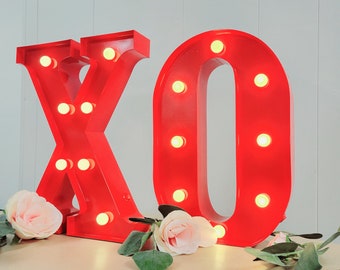 RED Metal Marquee Letters | Personalized Light Letters | Light Up Letter | Marquee Sign | Etsy Wedding Gift | Table Light Up Name Sign