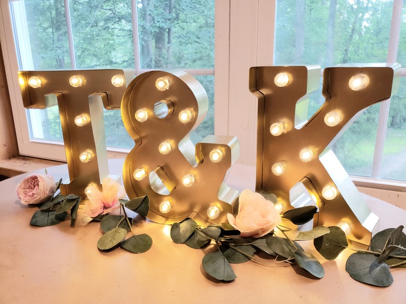 WHITE Wedding Marquee Letters Personalized Light Letters Light Up Letter Marquee Sign Etsy Wedding Gift Table Light Up Name Sign image 3