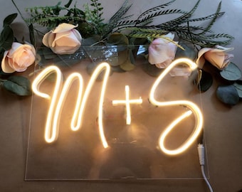 Initial Neon Sign Light | Custom Neon Sign | Mr and Mrs | Neon Wedding Bar Sign | Neon Sign Bedroom | Light Up Name Sign-Neon Letter Sign