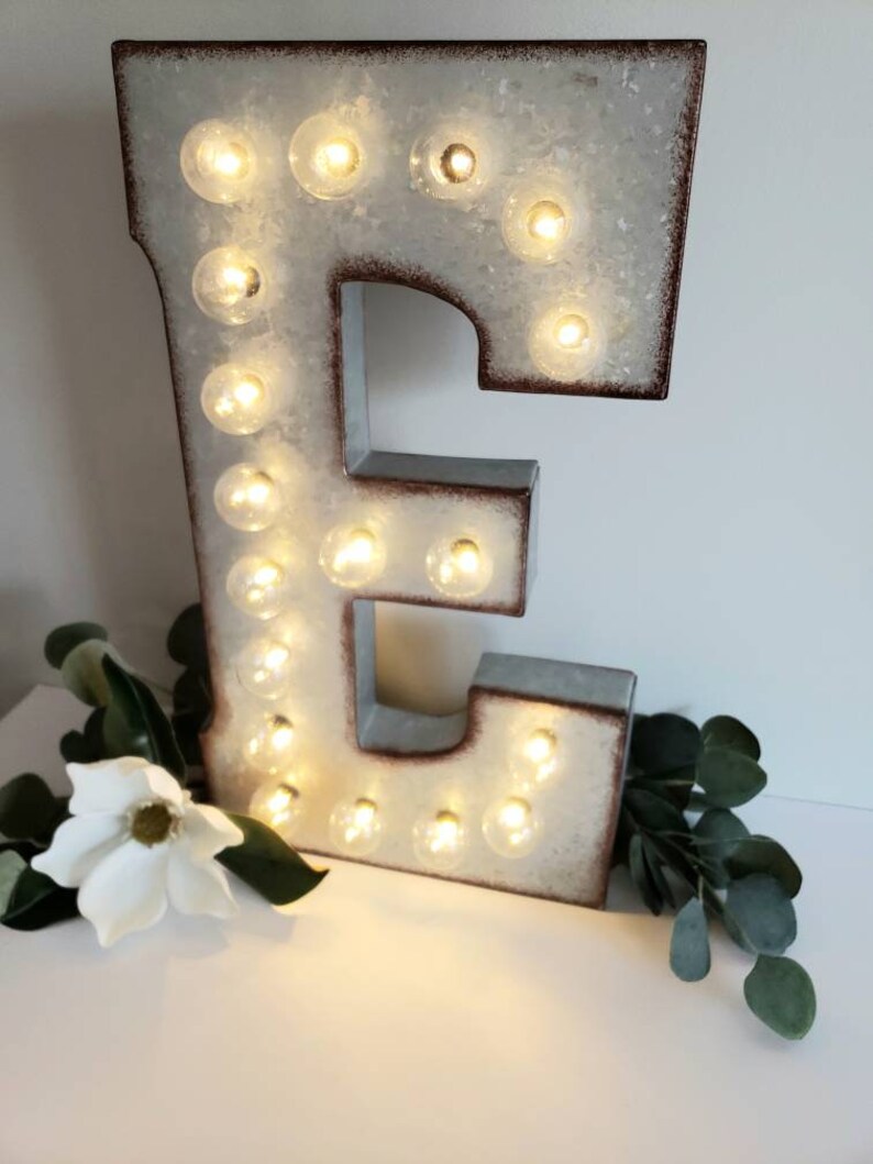 LARGE Galvanized Metal Marquee Large Light Up Letter Light Etsy