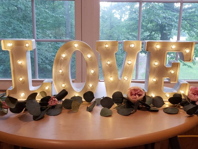 GOLD Wedding Marquee Letters Personalized Light Letters Light Up Letter Marquee Sign Etsy Wedding Gift Table Light Up Name Sign image 6