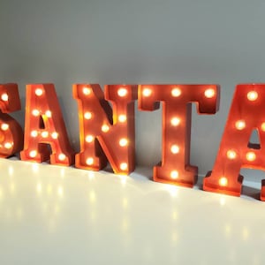 SANTA Metal Marquee Light/Christmas Light Up Letters/Light Up Letter/Marquee Sign/Etsy Wedding Sign/ Marquee Letter/Table Light Up Name Sign