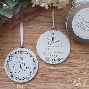 Personalised Custom Ceramic Ornament, Baby First Christmas or Married or New Home, Family Christmas, Christmas Decoration, Keepsake.