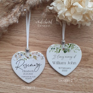 Personalised Memorial Ornament, Remembrance Ceramic Ornament, Bereavement gift, Forever in our hearts, In Loving Memory.