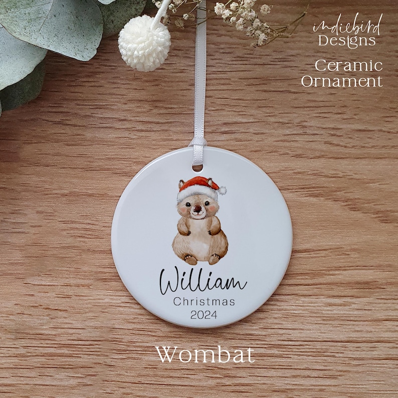Christmas Australian Baby Wombat, Ceramic Ornament