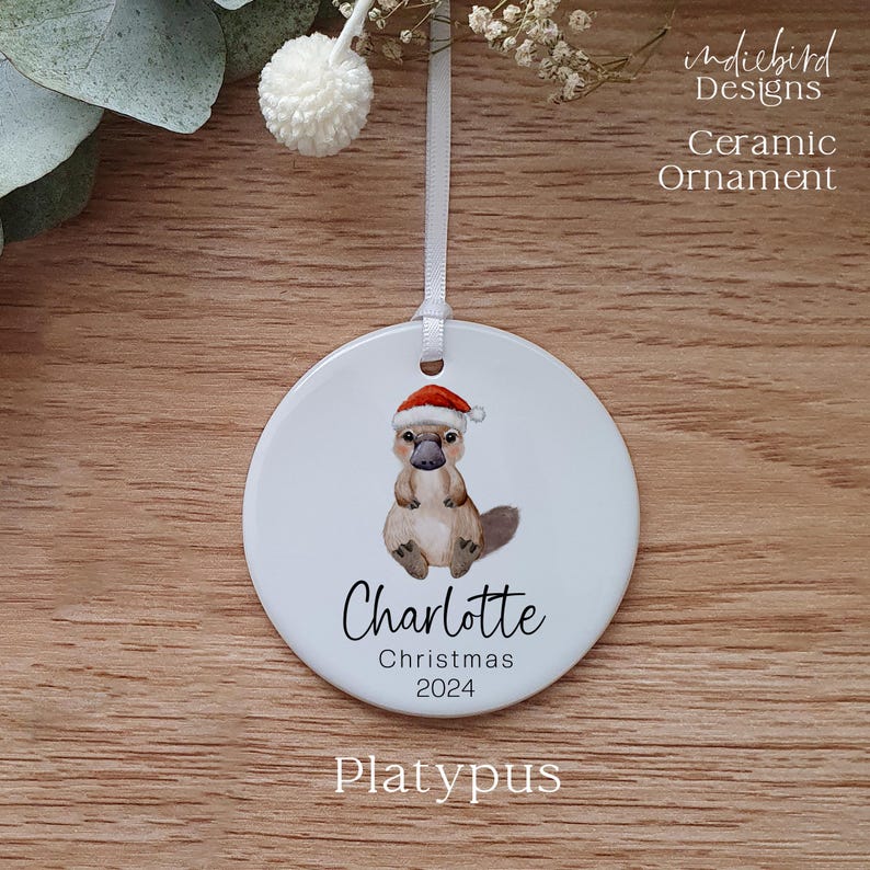 Christmas Australian Baby Platypus, Ceramic Ornament