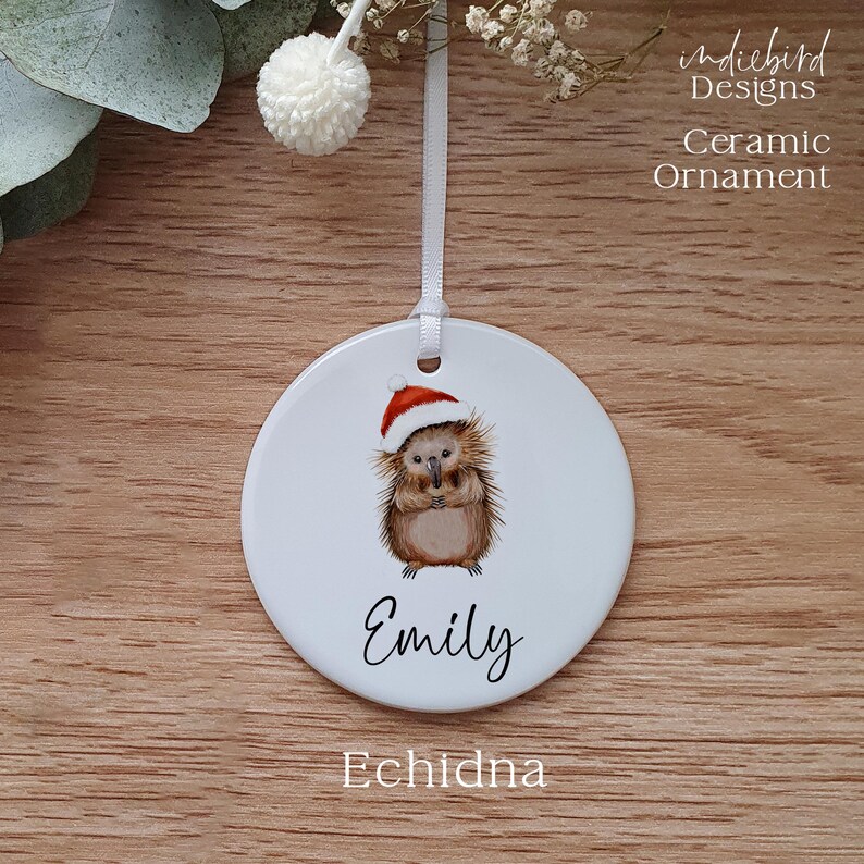 Christmas Australian Baby Echidna, Ceramic Ornament