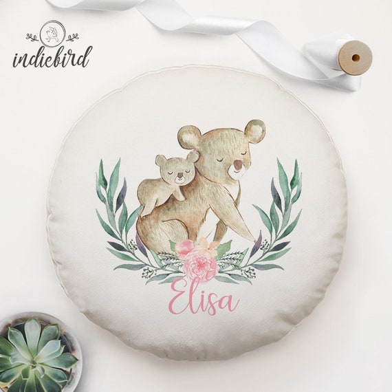 Personalised Koala Cushion Eucalyptus Pink Flower Kids Etsy