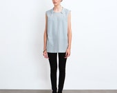 Sale 40% Off Powder Blue Tunic Top, Sleeveless Blouse, Womens Summer Tops, Boxy Top, Sleeveless Shirt for Women