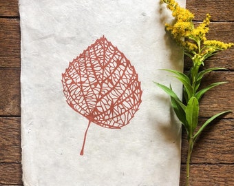 Leaf Skeleton Original Linocut Print