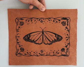 Monarch Original Linocut Print