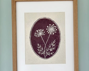 Queen Anne’s Lace Original Linocut Print