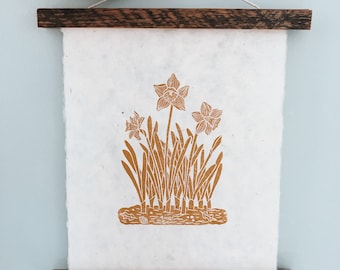 Daffodils Original Linocut Print