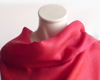 Fine linen, XXL scarf, stole, red