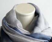 Wool silk, airy, light cloth large scarf light grey, grey, denim blue