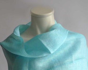 Linen, scarf, stole, turquoise