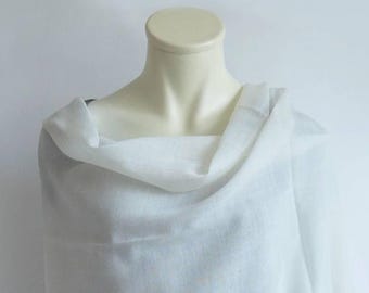 wool&silk, stole, xxl scarf, woolen white unisex