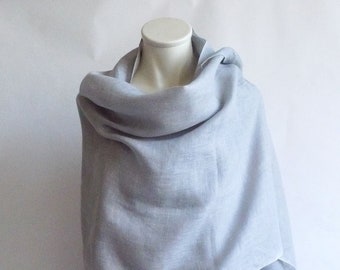 Fine linen stole XXL scarf light grey