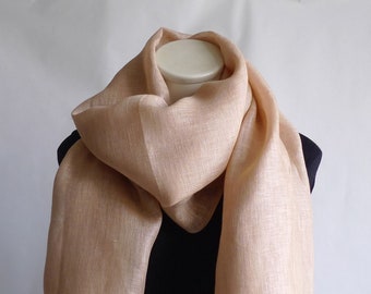 Fine Linen, XXL scarf, stole, linen scarf, brown