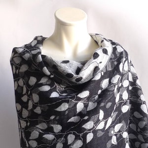 Stole, XXL scarf, black, white, grey