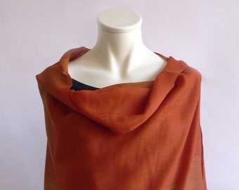 Lightweight, soft XXL scarf, stole, wool, multicolor, orange, brown