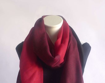 XXL, light wool, scarf, stole, red, dark red, dark brown