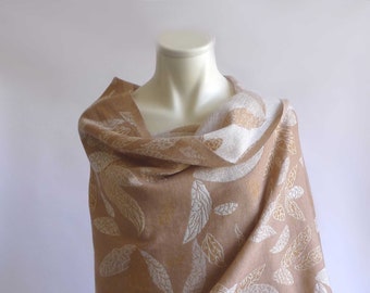 Versatile woolen wrap xxl scarf brown beige