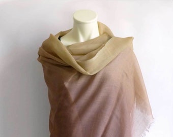 Lightweight, woolen stole, XXL scarf, ombre, brown