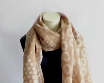 Versatile woolen wrap / large scarf, brown, beige