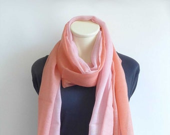 Lightweight woolen stole XXL scarf ombre apricot