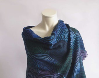 XXL scarf stole wool colorful blue black green puple teal