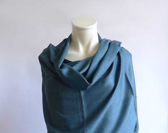 Wool and silk, light, soft, stole, xxl scarf, teal