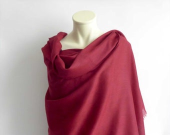 Wool&silk, XXL scarf, wrap, unisex, light and cozy, extra large, red