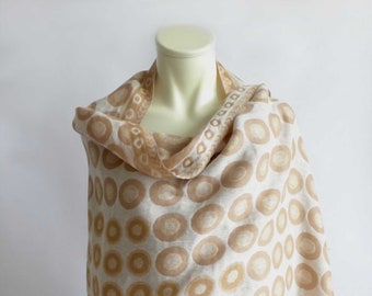 Versatile woolen wrap / large scarf, brown, beige