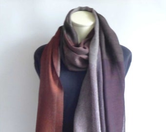XXL light wool scarf stole scarf wool colorful rust brown, aubergine