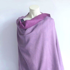 Cachecol de lã XXL reversível estola lã magenta violeta rosa
