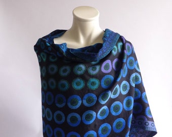 Bufanda de lana XXL estola de lana de colores negro petróleo violeta azul