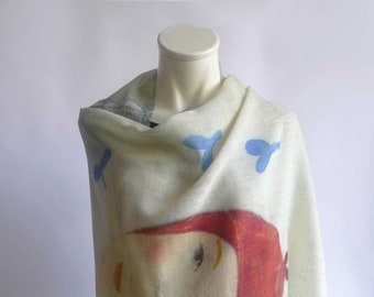 Lightweight wool scarf, versatile, XXL scarf, stole, wool, multicolour