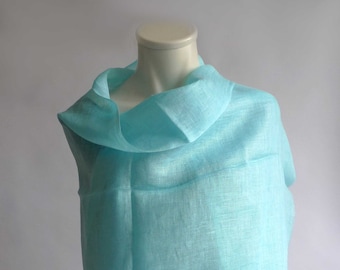 Linen, scarf, stole, turquoise
