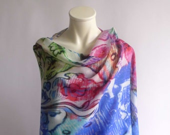 Light woolen scarf, stole, colorful, multicolour