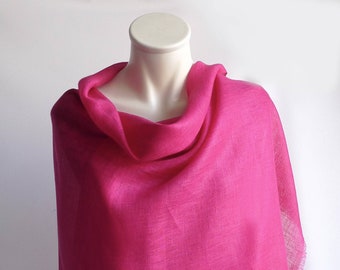 Fine linen, stole, XXL scarf, linen scarf, pink