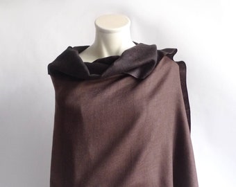 Wool cloth XXL reversible scarf stole scarf wool brown black