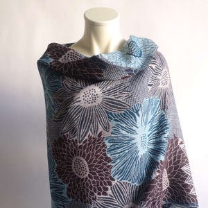 Versatile woolen wrap / large scarf, petrol, turquise, blue, multicolor