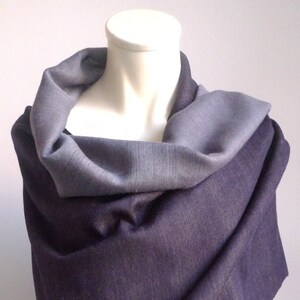 XXL scarf, reversable, wool, stole, blue, grey image 1