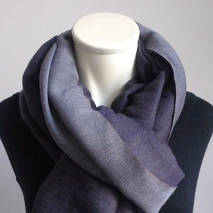 XXL scarf, reversable, wool, stole, blue, grey image 4