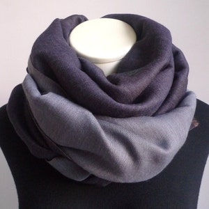 XXL scarf, reversable, wool, stole, blue, grey image 2