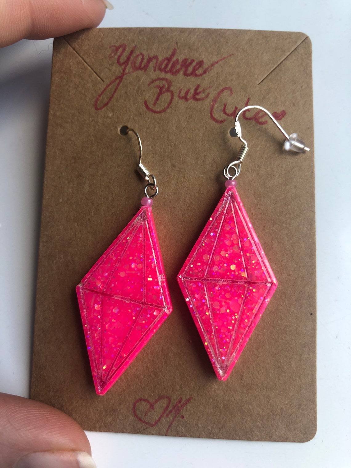 Plumbob style earrings pink/flirty emotion Etsy